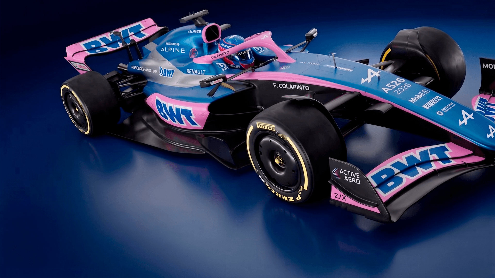 F1 — monoplaza LittleGreat azul y rosa